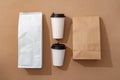 Coffee identity branding mockup set top view flat lay Royalty Free Stock Photo