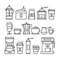 Coffee infographic. Coffee line icon set. Royalty Free Stock Photo