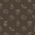 Coffee items, seamless pattern