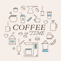 Coffee Items Set in Linear style