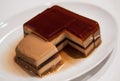Coffee jelly and mousse dessert. Layered Jelly coffee with caramel agar agar