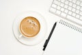 Coffee, keyboard, Pencil, Notepad. Royalty Free Stock Photo