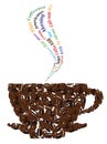 Coffee keywords and coffee cup