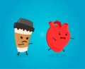 Coffee kill heart. caffeine danger concept. caffeine kills. Vector flat cartoon character Royalty Free Stock Photo