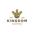 Coffee king logo, kingdom coffee bean and gold crown modern logo design, icon isolated on white background