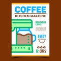Coffee Kitchen Machine Advertising Banner Vector