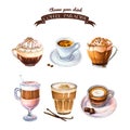 Coffee kitchen print. Coffee Poster. Espresso, latte and macchiato and mocha.