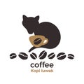 Coffee. Kopi luwak, civet. Set of bean Royalty Free Stock Photo