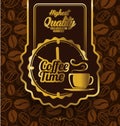 Coffee label design over vintage background Royalty Free Stock Photo