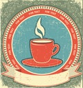 Coffee label on old paper background.Vintage