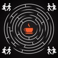 Coffee labyrinth - couple run for a cup of coffee
