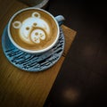 Coffee late art cute bear ok Royalty Free Stock Photo