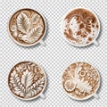 Coffee Latte Art Ornamental Set Concept Isolated on Transparent Background - Generative AI Royalty Free Stock Photo