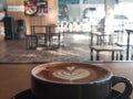 Coffee latte with blur bakcground
