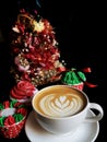 Coffee latte with christmas muffins