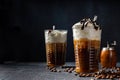 Coffee latte cocktail with whipped cream Royalty Free Stock Photo