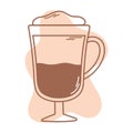 Coffee latte cream in glass icon line and fill