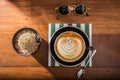 Coffee latte foam arts top view