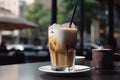 Coffee latte glass drink. Generate Ai