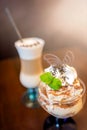 Coffee latte and ice cream sundae Royalty Free Stock Photo