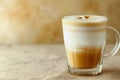 Coffee latte macchiato in a glass glass. Close-up. Copy space Royalty Free Stock Photo