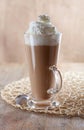 Coffee latte macchiato with whipped cream