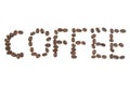 Coffee letters made by coffee beans