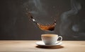 coffee, levitation concept morning, splash, Generation AI Royalty Free Stock Photo