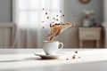 coffee, levitation concept morning, splash, Generation AI Royalty Free Stock Photo