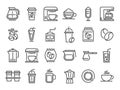 Coffee line icons. Hot drink cup, nature coffee beans and cafe outline pictogram vector set Royalty Free Stock Photo