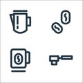 Coffee line icons. linear set. quality vector line set such as portafilter, mug, coffee beans