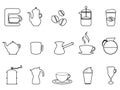 Coffee linear icon set