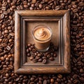 Coffee liqueur in a shot glass, framed by coffee beans Royalty Free Stock Photo