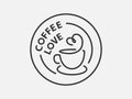 Coffee logo design for coffeeshop or cafe. Espresso or cappuccino vector sign. Creative black and white logotype, trendy line icon Royalty Free Stock Photo