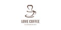 Coffee logo design with love concept Premium Vector Royalty Free Stock Photo