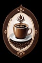 A coffee logo design, simple, unique, interested, intricated, no background, printable, drink, food, business