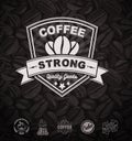 Coffee Logo Labels and Coffee Beans Background