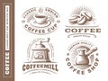 Coffee logo - vector illustration, emblem set on white background Royalty Free Stock Photo