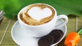 Coffee love with hearts on milk, Latte coffee art Royalty Free Stock Photo