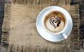 Coffee love with hearts on milk, Latte coffee art Royalty Free Stock Photo