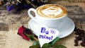 Coffee love with hearts on milk, Latte coffee Royalty Free Stock Photo