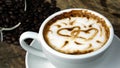 Coffee love with hearts on milk, Latte coffee Royalty Free Stock Photo