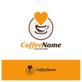 Coffee Love Logo Design Template. Coffee logo concept vector. Creative Icon Symbol Royalty Free Stock Photo