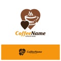 Coffee Love Logo Design Template. Coffee logo concept vector. Creative Icon Symbol Royalty Free Stock Photo