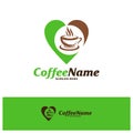 Coffee Love Logo Design Template. Coffee logo concept vector. Creative Icon Symbol Royalty Free Stock Photo