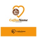 Coffee Love Logo Design Template. Coffee logo concept vector. Creative Icon Symbol Royalty Free Stock Photo