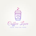 Coffee love minimalist line art icon logo