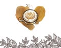 Coffee lover with coffee leaf on a white background