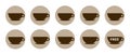 Coffee loyalty card template. Buy 9 cups and get 1 for free. Take away coffee cups icons for cafe Royalty Free Stock Photo