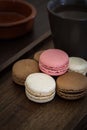 Coffee and sweet macaroons for tea break Royalty Free Stock Photo